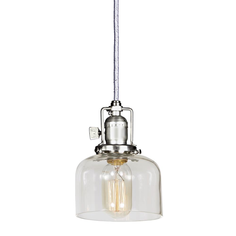JVI Designs 1200-17 S4 Union Square One light Union Square Shyra pendant pewter finish 5" Wide, clear mouth blown glass shade